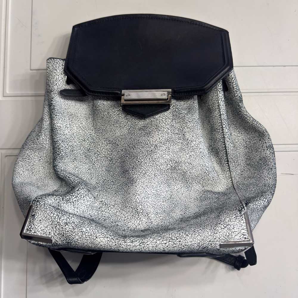 Alexander Wang Prisma Skeletal White Distressed Leather Large Backpack Purse